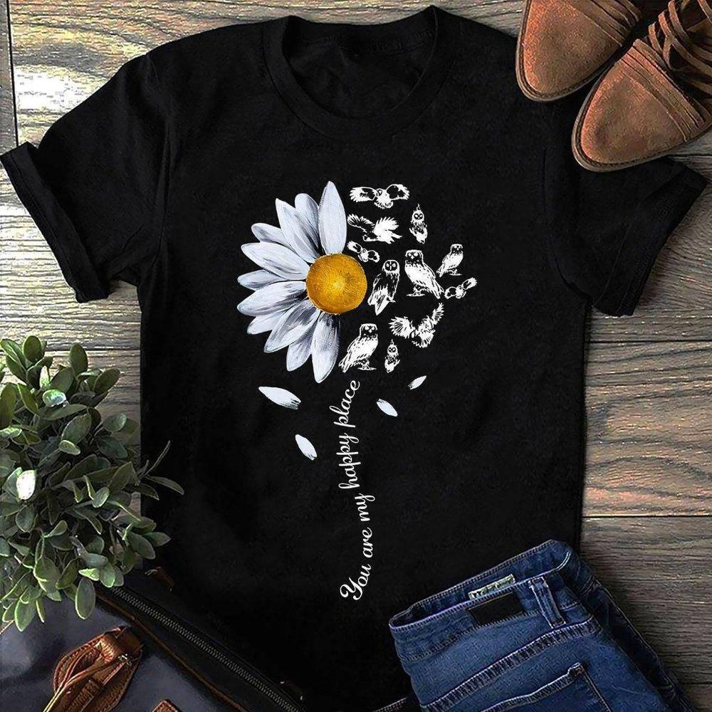 Owl You Are My Happy Place Cute Cozy Quote Graphic T-Shirt
